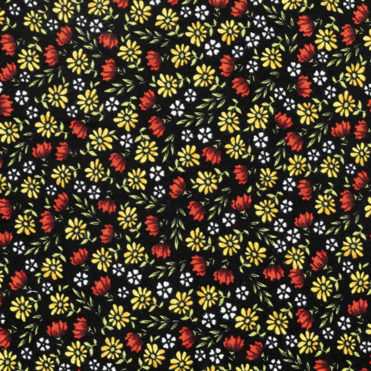 Siyah Çiçekli Pazen Kumaş