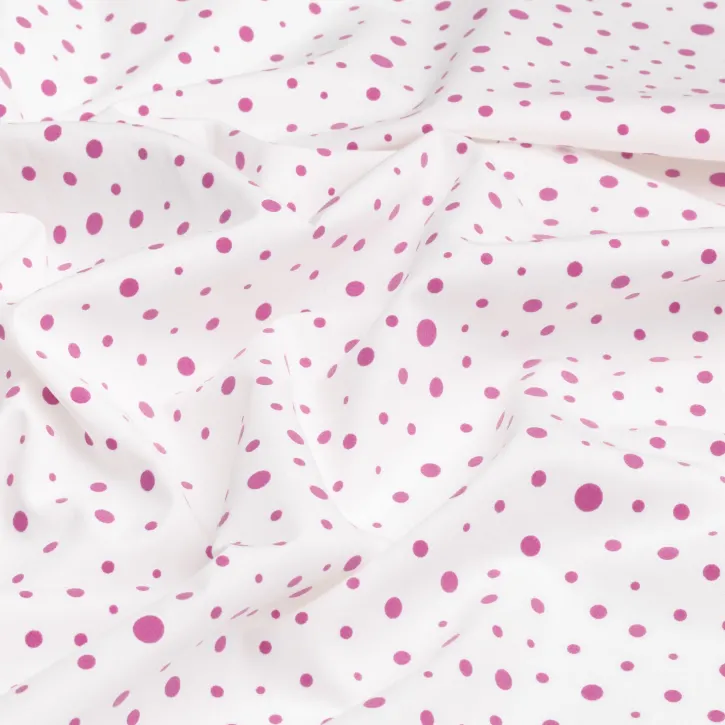 Pembe Puantiyeli Yakma Kumaş