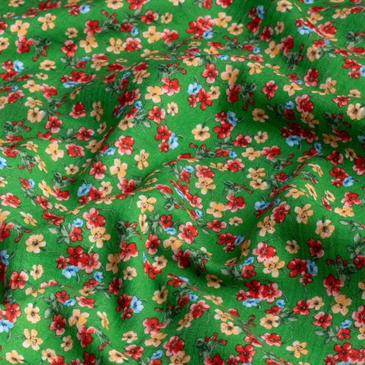 Yeşil Çıtır Desen Müslin Kumaş