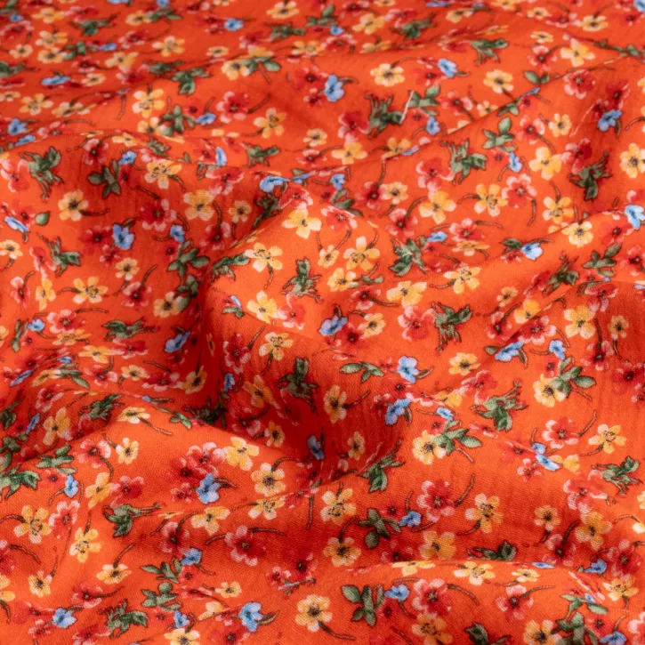 Turuncu Çıtır Desen Müslin Kumaş