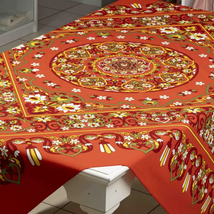 Turuncu Tokat Baskısı Masa Örtüsü