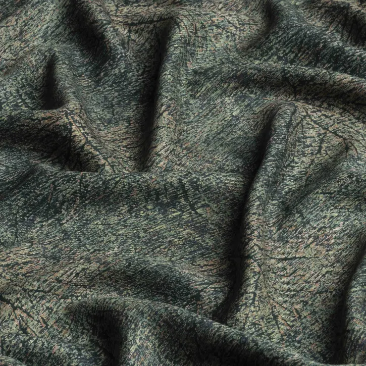 Yeşil Ağaç Kabuğu Desen Kaşmir Viskon