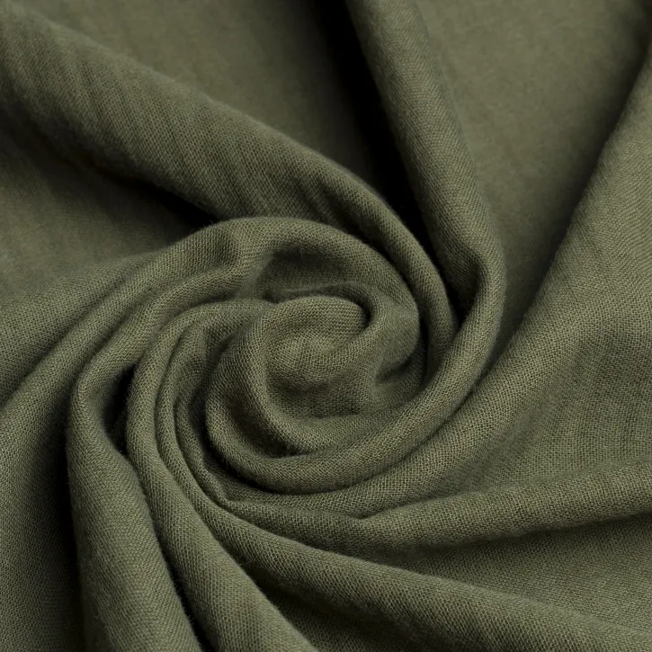 Haki Yeşil Düz Renk Müslin Kumaş