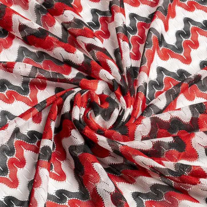 Kırmızı-Siyah Missoni Kumaș