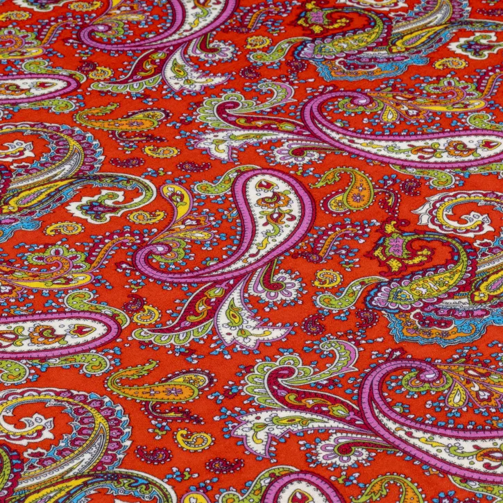 Şal Desen Müslin – Parlak Kırmızı Zemin