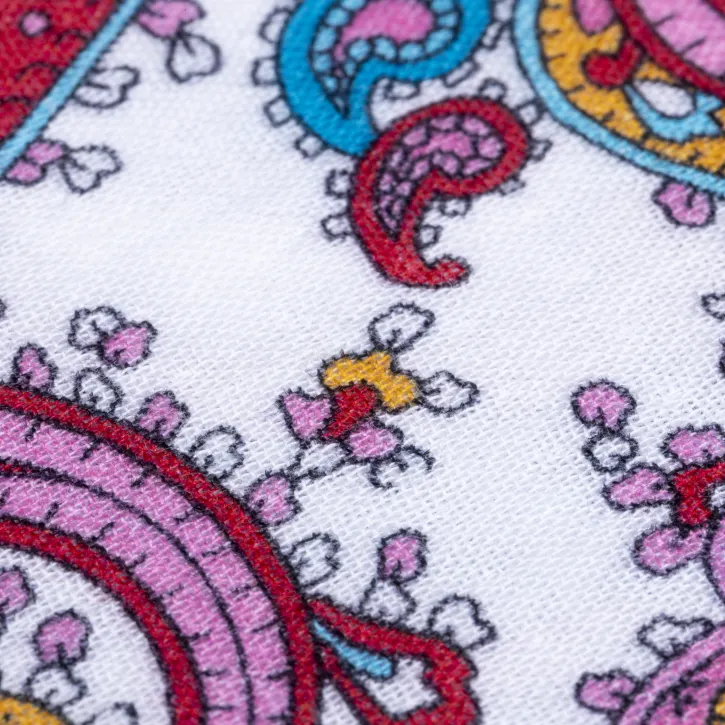 Şal Desen Müslin – Yoğun Beyaz Zemin