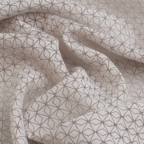 Bej Ekose Desenli İpeker Yakma Kumaş