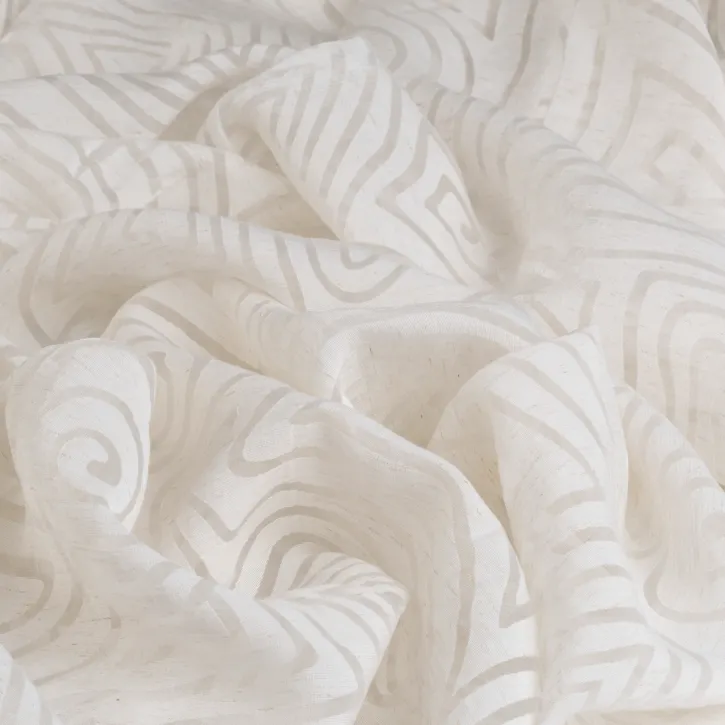 İpeker Yakma Kumaş - Ekru Çizgisel Desen