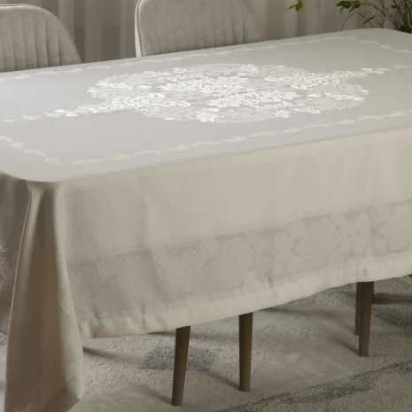 Taş Pano Desen İşlemeli Masa Örtüsü