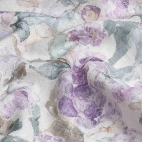 Mor Çiçekli Batik Desen Keten