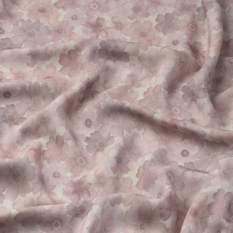 Pembe Çiçek Desen İpek Viskon