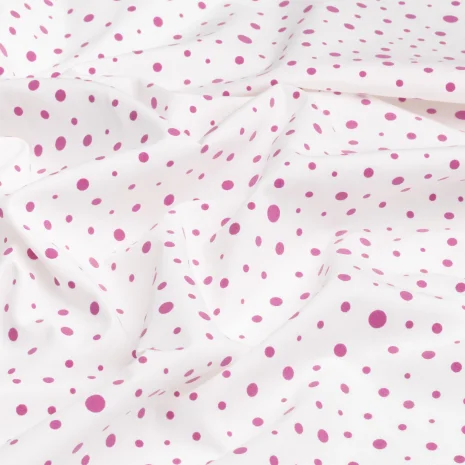 Pembe Puantiyeli Yakma Kumaş