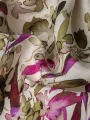 Eteği Sulu Pembe Çiçekli Keten