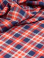 Kiremit-İndigo Ekose Gabardin