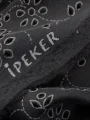 Siyah Çiçek Desen İpeker Fisto Cupro