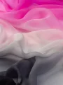 Siyah-Pembe Degrade İpek Şifon