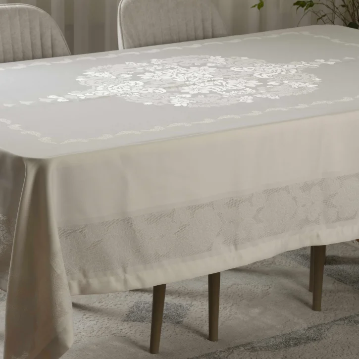 Taş Pano Desen İşlemeli Masa Örtüsü