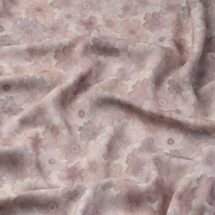Pembe Çiçek Desen İpek Viskon