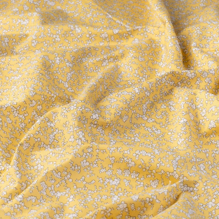 Limon Sarısı Çıtır Çiçek Desen Poplin Kumaş