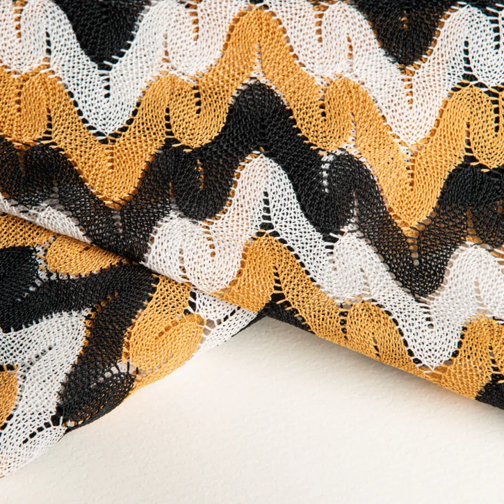 Hardal-Siyah Missoni Kumaș