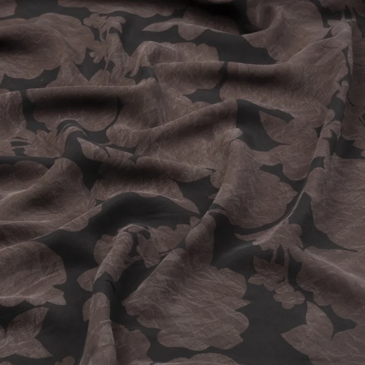 Kahverengi Desenli İpeker Tencel Kumaş
