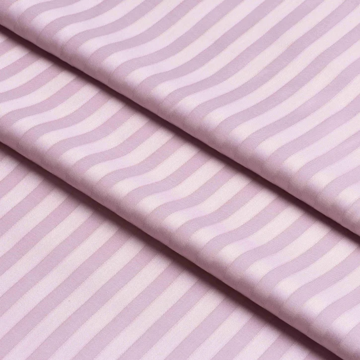 Pudra Pembe Çizgili Pamuk Saten