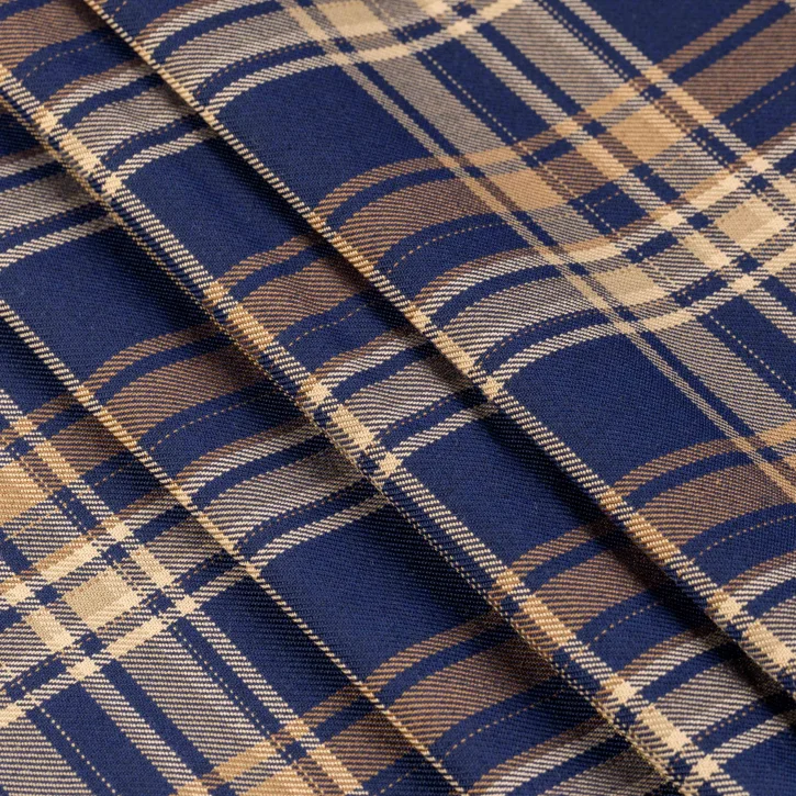 Lacivert-Karamel Ekose Gabardin