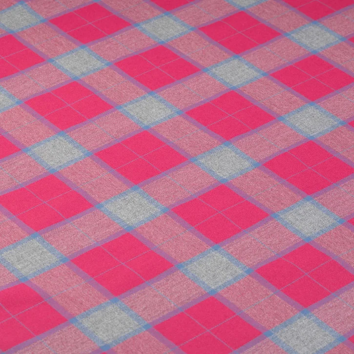 Şeker Pembe-Gri Ekose Gabardin