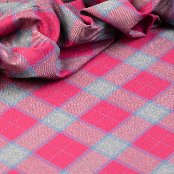 Şeker Pembe-Gri Ekose Gabardin
