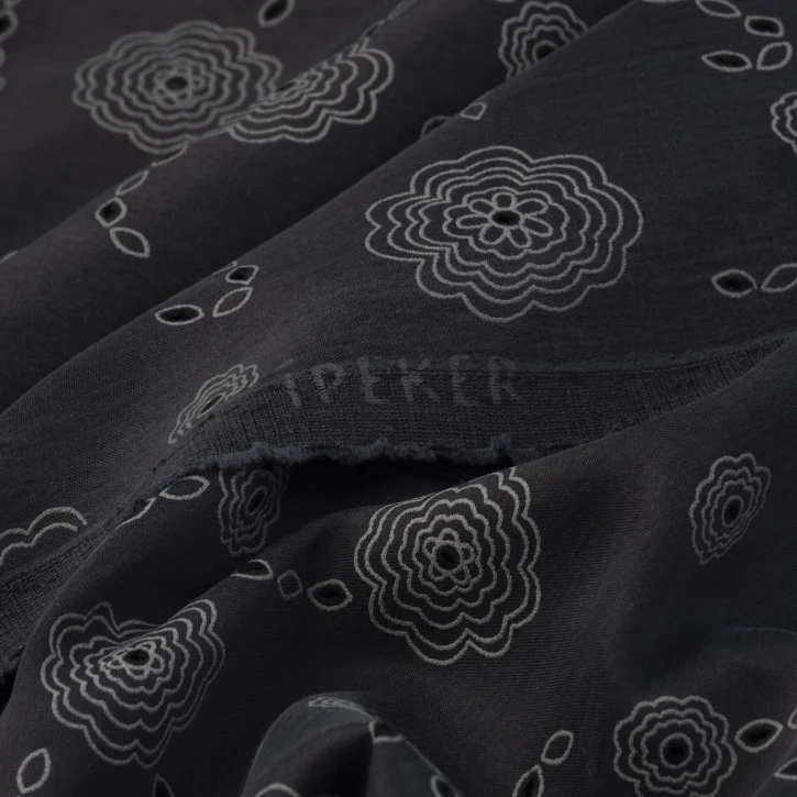 Siyah Dantel Desen İpeker Fisto Cupro