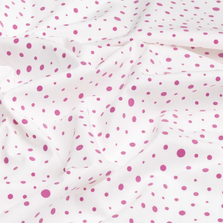 Pembe Puantiyeli Yakma Kumaş