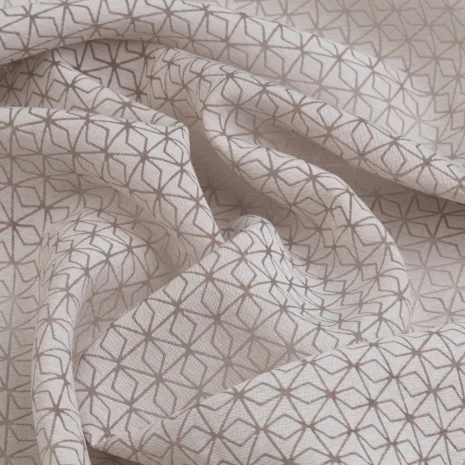 Bej Ekose Desenli İpeker Yakma Kumaş
