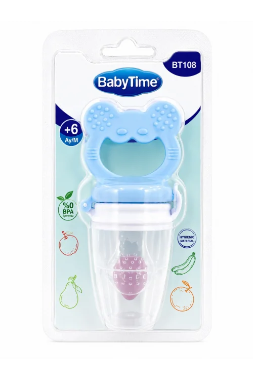 BabyTime BT108 Mavi Bebek Meyve Süzgeci – Meyve Besleyici Emzik