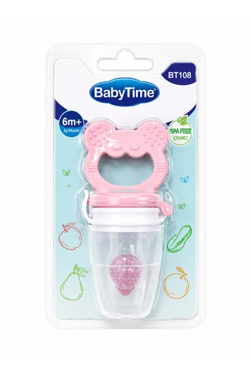 BabyTime BT108 Pembe Bebek Meyve Süzgeci – Meyve Besleyici Emzik