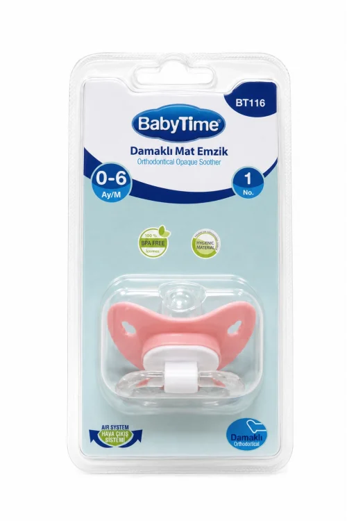 BabyTime Damaklı Mat Ortodontik Emzik No:1 0-6 Ay Pembe