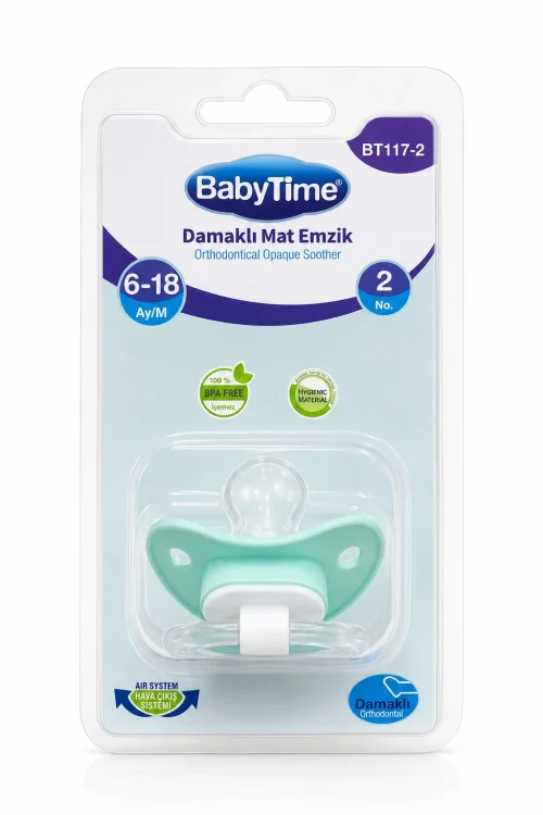 BabyTime Damaklı Mat Ortodontik Emzik No:2 6-18 Ay Mint Yeşili