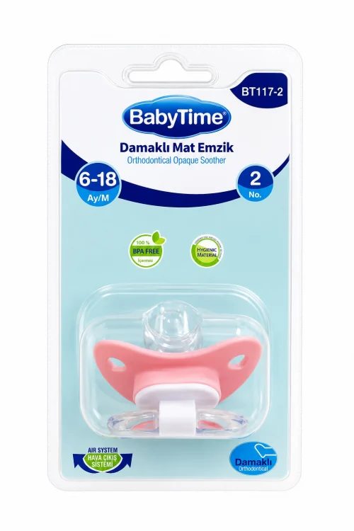 BabyTime Damaklı Mat Ortodontik Emzik No:2 6-18 Ay Pembe