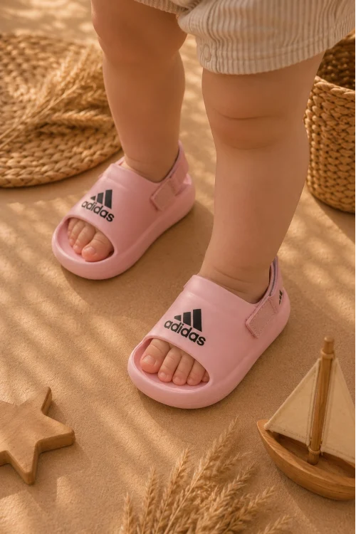Kız Çocuk Cırt Cırtlı Pembe Sandalet (21-30 Numara)