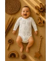 %100 Pamuk Uzun Kollu Çıtçıtlı Bebek Body 1-9 Ay