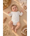 Kız Bebek Uzun Kollu Çıtçıtlı Body %100 Pamuklu Çiçek Desenli