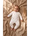 %100 Pamuk Kız Bebek Çiçek Desenli Uzun Kollu Penye Tulum 0-9 Ay