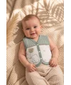 Gaye %100 Pamuk Unisex Bebek Yelek – Ayıcık Desenli Önden Düğmeli 0-9 Ay