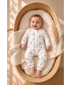 Kız Bebek Fermuarlı Çiçek Desenli Tulum %100 Pamuk 0-9 Ay