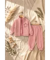 Kız Çocuk ve Bebek 3’lü Takım – Sweatshirt, Fermuarlı Yelek ve Pantolon | 1-4 Yaş