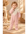 Kız Bebek %100 Pamuk Premium Peluş Fermuarlı Tulum 0-12 Ay