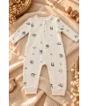%100 Organik Pamuk Panda Desenli Fermuarlı Bebek Tulumu – 6-9 Ay