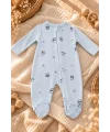%100 Organik Pamuk Panda Desenli Fermuarlı Bebek Tulumu – 3-6 Ay