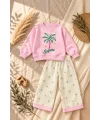 Kız Çocuk 2’li Takım Sweetshirt & Gabardin Pantolon – %100 Pamuk | 2-8 Yaş