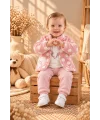 Kız Bebek 3’lü Peluş Ceketli Kışlık Takım – %100 Pamuk