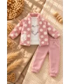 Kız Bebek 3’lü Peluş Ceketli Kışlık Takım – %100 Pamuk